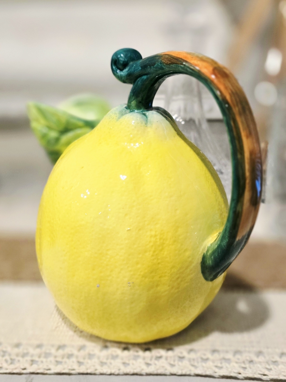 Vintage Lemon Majolica Pitcher by The Haldon Group